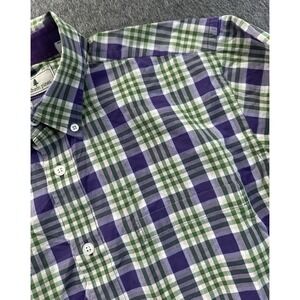 Southern Pines Shirt Mens Medium Purple Green Plaid Button Down Long Sleeve‎